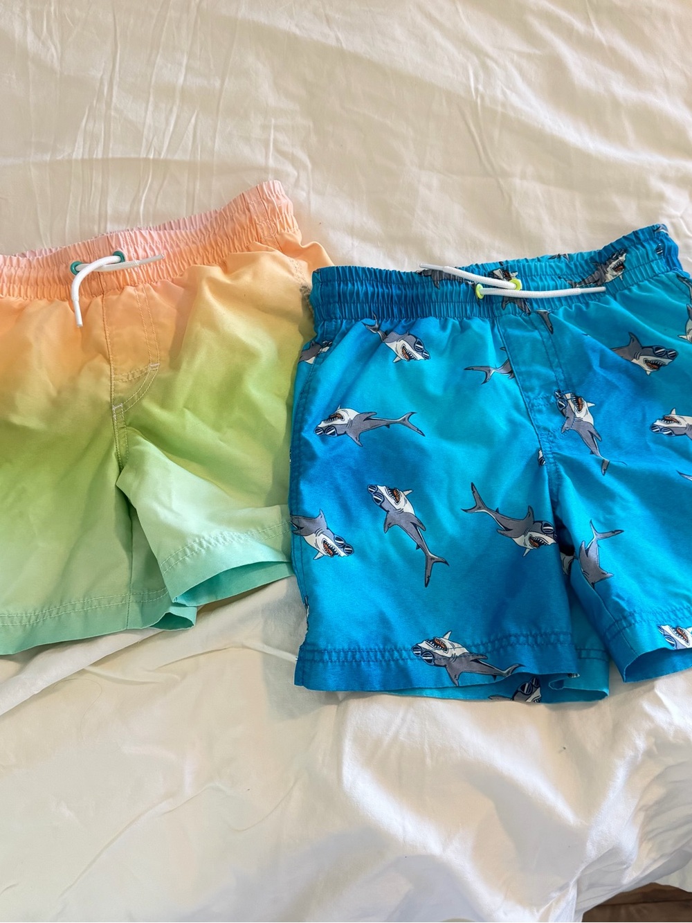 Old Navy Boys' Swim Trunks - Peach, Mint Gradient & Bright Blue Shark